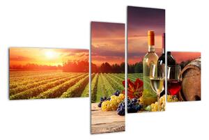 Obraz - víno a vinice při západu slunce (110x70cm)