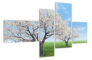 Obraz kvetoucího stromu na jarní louce (110x70cm)