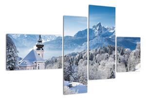 Kostel v horách - obraz zimní krajiny (110x70cm)