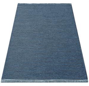 Makro Abra Kusový koberec pratelný DIAMOND 01 vodorovně pruhovaný protiskluzový modrý Rozměr: 160x230 cm