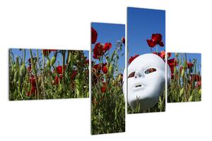 Obraz - maska v trávě (110x70cm)