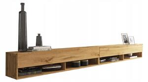 Nástěnná TV skříňka dub wotan matná se zásuvkami 280 cm x 30 cm x 32,8 cm