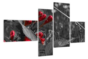 Červené květy - moderní obrazy (110x70cm)