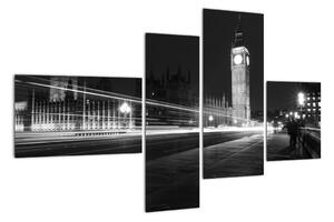 Černobílý obraz Londýna - Big ben (110x70cm)
