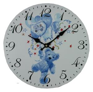Nástěnné hodiny Teddy modrý