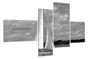 Obraz černobílé plachetnice (110x70cm)