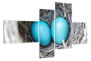 Obraz modrých vajíček v hnízdě (110x70cm)