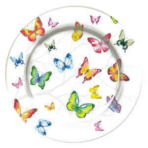 Talíř plechový dekorační Motýli 33 cm