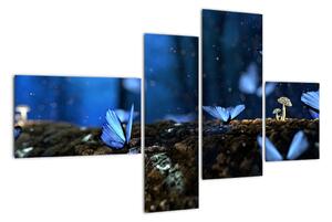 Obraz - modří motýli (110x70cm)