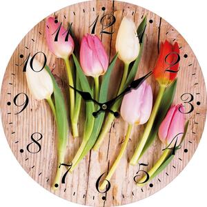 Nástěnné hodiny Barevné tulipány 2000043