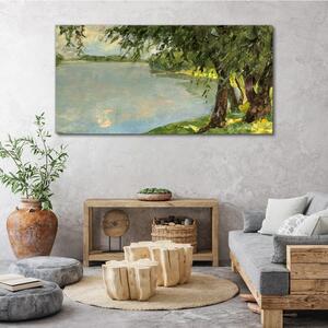 Obraz na plátně Obraz na plátně Malování jezero stromy