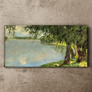 Obraz na plátně Obraz na plátně Malování jezero stromy