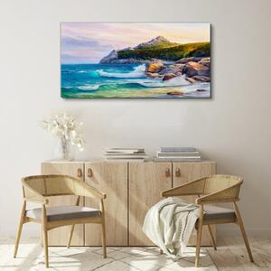 Obraz na plátně Obraz na plátně Malování lesního pobřeží moře