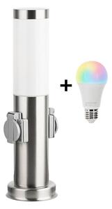 Brilagi-LED RGBW Ven lampa se 2 zásuvkami 1xE27/9W/230V 40 cm IP44 matný chrom