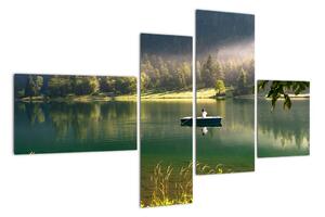 Obraz loďky na jezeře (110x70cm)