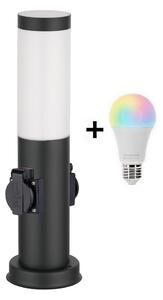 Brilagi - LED RGBW Venkovní lampa se 2 zásuvkami 1xE27/9W/230V 40 cm IP44 černá