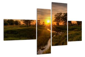 Západ slunce v údolí řeky, obraz (110x70cm)