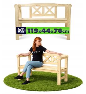 Zahradní lavička Kadax dřevěná s opěradlem, hnědá, 119 cm