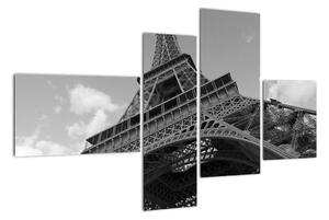 Černobílý obraz Eiffelovy věže (110x70cm)