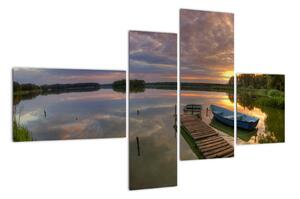 Obrázek jezera se západem slunce (110x70cm)