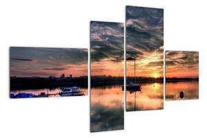 Západ slunce v přístavu - obraz na stěnu (110x70cm)