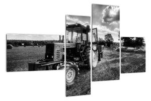 Černobílý obraz traktoru (110x70cm)