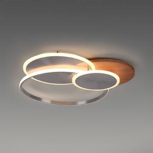 Paul Neuhaus LED stropní svítidlo Palma, dřevo, 65 cm, stmívatelné, stmívatelný, Tmavé dřevo, Obývací pokoj / jídelna, Hliník