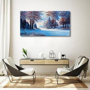 Obraz na plátně Obraz na plátně Malování zimní lesní stromy