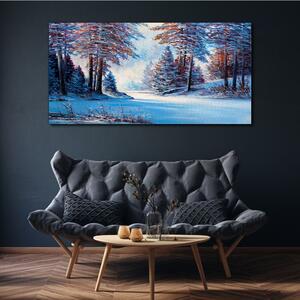 Obraz na plátně Obraz na plátně Malování zimní lesní stromy