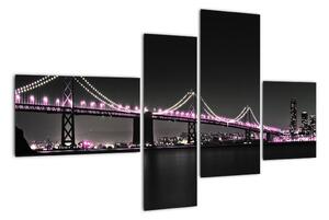 Noční osvětlený most - obraz (110x70cm)