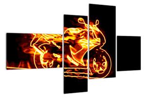Hořící motorka - obraz (110x70cm)