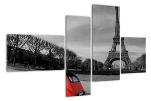 Trabant u Eiffelovy věže - obraz na stěnu (110x70cm)