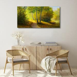 Obraz na plátně Obraz na plátně Malování lesních stromů cesta
