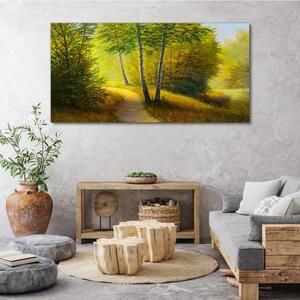 Obraz na plátně Obraz na plátně Malování lesních stromů cesta