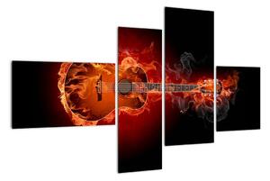 Obraz hořící kytara (110x70cm)