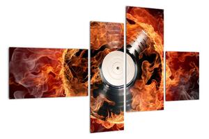 Obraz hořící gramofonové desky (110x70cm)