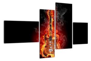 Hořící kytara - obraz (110x70cm)