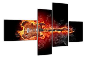 Hořící kytara - obraz (110x70cm)