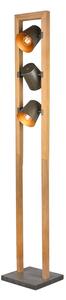 Trio 401900367 stojací lampa Bell 3x25W | E14 - nožní vypínač, antický nikl, dřevo