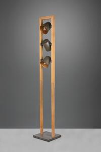 Trio 401900367 stojací lampa Bell 3x25W | E14 - nožní vypínač, antický nikl, dřevo