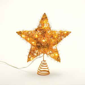 ACA DECOR LED vánoční hvězda, teplá bílá, 3xAA, IP20, zlatá barva