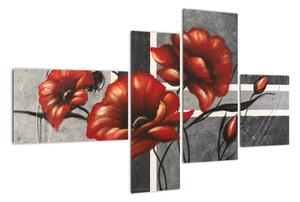 Abstraktní obraz květin (110x70cm)