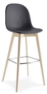 Connubia Barová židle Academy, dřevo, regenerovaná kůže, v.sedu 81 cm, CB1673-LHS Podnoží: Bělený buk (dřevo), Sedák: Regenerovaná kůže - Grey (šedá)