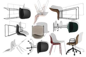Connubia Stohovatelná židle s područkami Academy, kov, plast, CB1697 Podnoží: Matný černý lak (kov), Sedák: Polypropylen matný - Grey (šedá)
