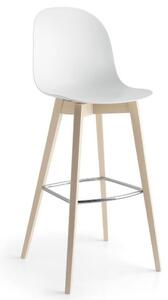 Connubia Barová židle Academy Wood, dřevo, plast, v.sedu 81 cm, CB1673 Podnoží: Bělený buk (dřevo), Sedák: Polypropylen matný - Grey (šedá)