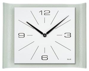 H&H Obdélníkové skleněné nástěnné hodiny s číselníkem Orio – bílé E19.4708.00.161115