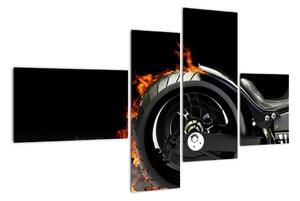 Obraz hořící motorky (110x70cm)
