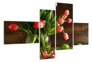 Obraz tulipánů ve váze (110x70cm)