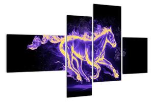 Abstraktní obraz hořícího koně (110x70cm)