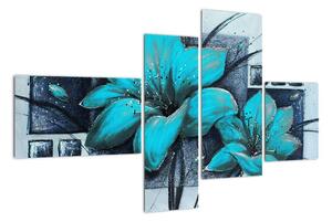 Obraz modré květiny (110x70cm)